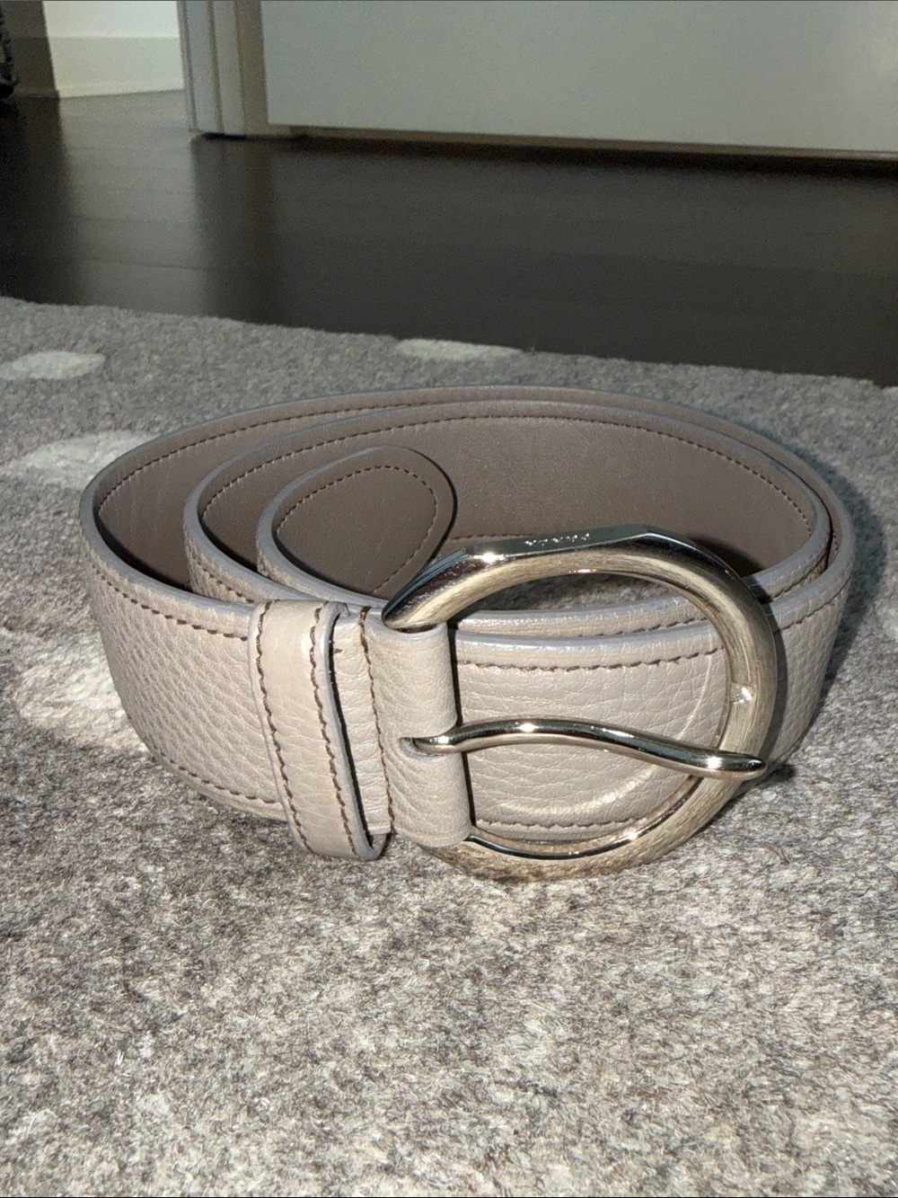 Prada Gray Leather Belt with Silver O-Ring Buckle - Picture 11 of 13